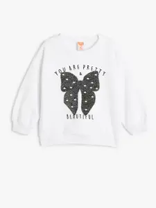 Koton Girls Graphic Printed Pure Cotton Long Sleeves Sweatshirt