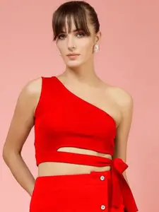 Oomph! Women One Shoulder Sleeveless Crop Top