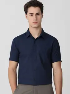 Mufti Men Cutaway Collar Solid Cotton Slim Fit Casual Shirt