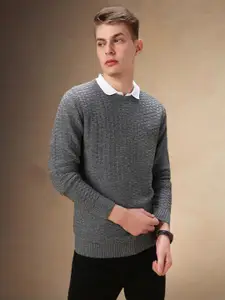 Dennis Lingo Men Self Design Long Sleeves Pullover Sweater