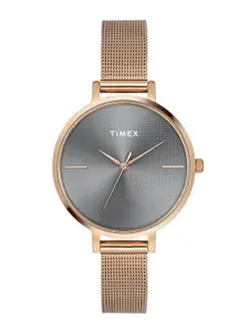 Timex Women Brass Embellished Dial & Stainless Steel Straps Analogue Watch TWEL155SMU05