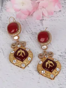 AURAA TRENDS Gold-Plated Contemporary Drop Earrings