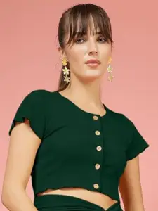 Oomph! Women Round Neck Crop Top