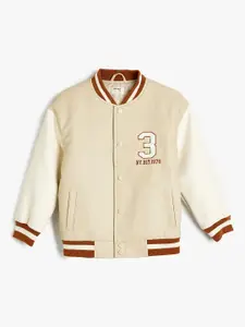 Koton Boys Striped Bomber with Patchwork Jacket
