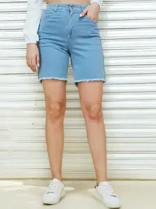 Life With Pockets Women High-Rise Above Knee Denim Denim Shorts