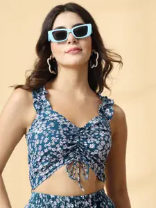 Oomph! Women Floral Printed Crepe Crop Top