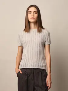 ONLY Women Ribbed Pullover with Fuzzy Detail