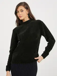 Styli High Neck Acrylic Longline Pullover Sweater