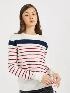 Styli Striped Acrylic Pullover Sweater