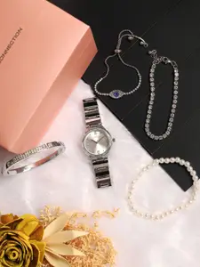 French Connection Women Embellished Dial & Bracelet Style Straps Watch Gift Set FCB6SM