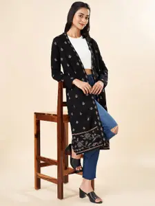 RANGMANCH BY PANTALOONS Floral Printed Longline Acrylic Shrug