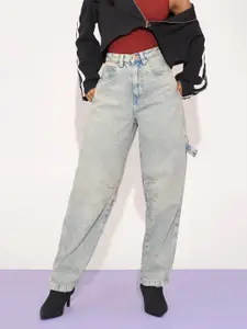 FREAKINS Women Jean Tapered Fit High-Rise Heavy Fade Jeans