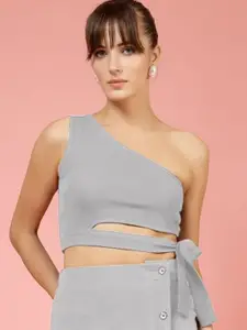 Oomph! Women One Shoulder Sleeveless Crop Top