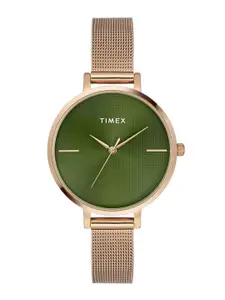 Timex Women Brass Dial & Stainless Steel Straps Analogue Watch TWEL155SMU04