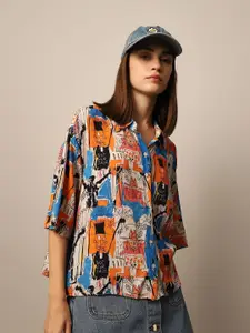 ONLY Women Spread Collar Typography Printed Casual Shirt