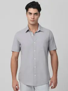 Mufti Men Spread Collar Solid Cotton Slim Fit Casual Shirt