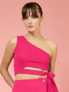 Oomph! Women Sleeveless One Shoulder Crop Top