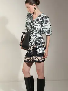 Vero Moda Women Floral Print Flared Sleeve Wrap Dress