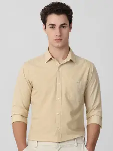 Mufti Men Spread Collar Solid Cotton Slim Fit Casual Shirt