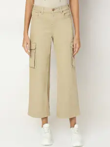 Vero Moda Women Cotton Wide Leg High-Rise Cropped Stretchable Jeans