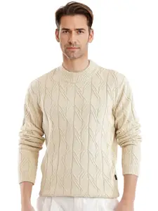 RARE RABBIT Men Cable Knit Cotton Pullover