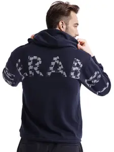 RARE RABBIT Men Printed Hooded Cotton Sweatshirt