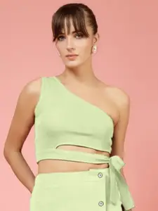 Oomph! One Shoulder Fitted Crop Top