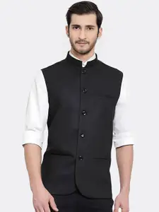 BAESD Mandarin Collar Satin Nehru Jacket