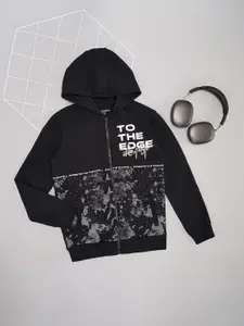 Pantaloons Junior Boys Cotton Graphic Printed Long Sleeves Hooded Sweatshirt