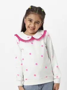 Nauti Nati Polka Dot Frilled Peterpan Collar Sweatshirt