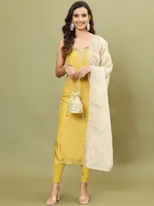 Meena Bazaar Bandhani Printed Sequinned Unstitched Dress Material