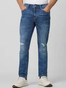 Mufti Men AW-24 Cotton Mid-Rise Slim Fit Mildly Distressed Light Fade Stretchable Jeans