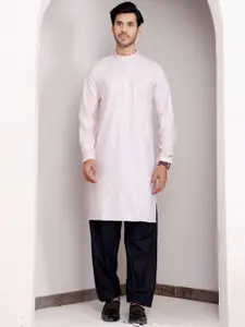 Rawayi Geometric Woven Design Band Collar Straight Kurta