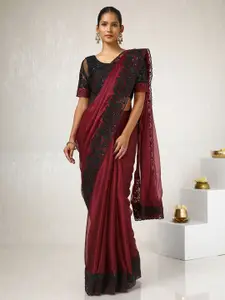 Soch Embroidered Sequinned Pure Chiffon Saree