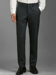 Louis Philippe Men Checked Slim Fit Mid Rise Formal Trousers