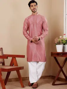 Rawayi Geometric Embroidered Sequinned Regular Kurta