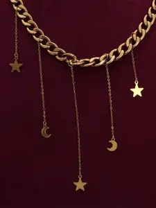 PALMONAS Stainless Steel Gold-Plated Necklace