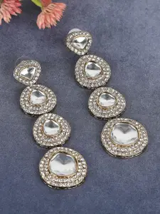 Anouk Gold-Plated Stone Studded Contemporary Drop Earrings