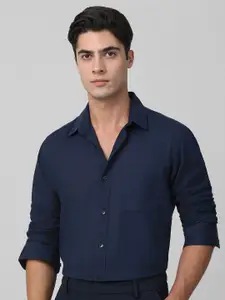 Mufti Men Spread Collar Solid Cotton Slim Fit Casual Shirt