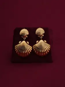 PALMONAS Gold-Plated Stainless Steel Waterproof and Anti-Tarnish Shell Drop Earrings