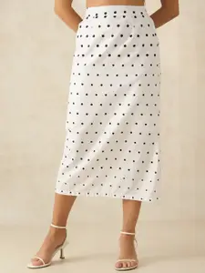 Virgio Pure Cotton Polka Midi Skirt With Fitted Style