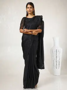 Soch Embroidered Embellished Pure Crepe Saree