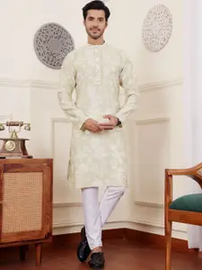 Rawayi Floral Printed Band Collar Straight Kurta