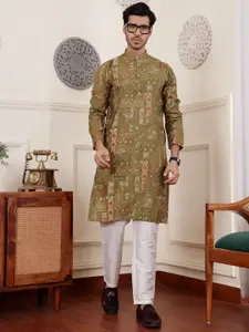 Rawayi Ethnic Motifs Printed Mandarin Collar Straight Kurta