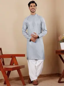 Rawayi Abstract Woven Design Band Collar Straight Kurta