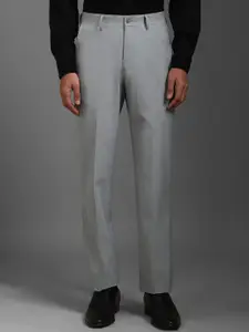 Louis Philippe Men Regular Fit Self Design Textured Flat Front Formal Trousers