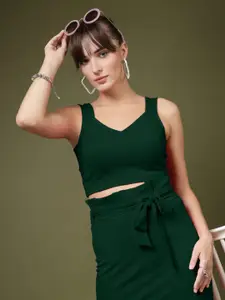 Oomph! Women Sweetheart Neck Sleeveless Crop Top