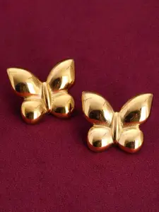 PALMONAS Gold-Plated Stainless Steel Waterproof and Anti-Tarnish Butterfly Shaped Studs