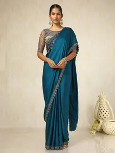 Soch Sequinned Embroidered Pure Crepe Saree