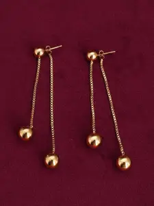 PALMONAS Gold-Plated Stainless Steel Waterproof & Anti-Tarnish Front Rear Drop Earrings